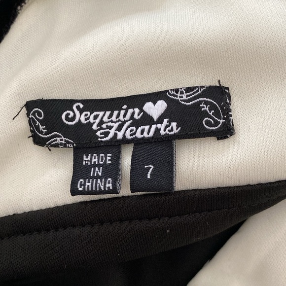 Sequin Hearts Black & Ivory Size 7 Juniors Mini Dress - Picture 10 of 11